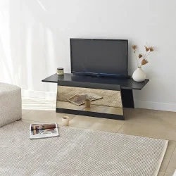 Queen Güzgülü Tv Stend 120cm - Qara/Bronz Güzgü - Neohome (1)