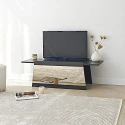 Queen Güzgülü Tv Stend 120cm - Qara/Bronz Güzgü - 3