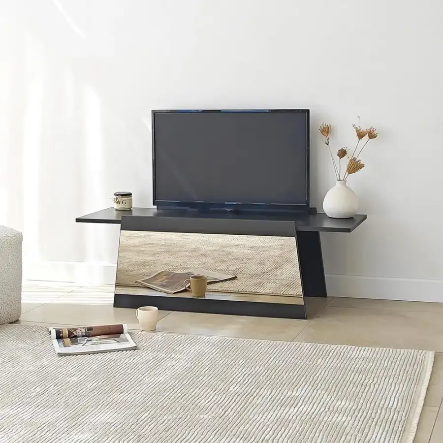 Queen Güzgülü Tv Stend 120cm - Qara/Bronz Güzgü - 3