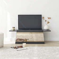 Queen Güzgülü Tv Stend 120cm - Qara/Bronz Güzgü - 1