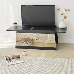 Queen Güzgülü Tv Stend 120cm - Qara/Bronz Güzgü - 6