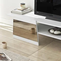 Queen Güzgülü Tv Stend 180cm - Ağ/Bronz Güzgü - 9