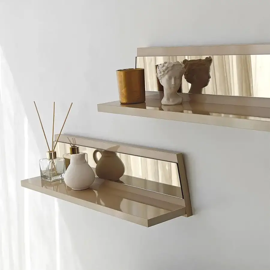 Queen Güzgülü Tv Stend 180cm - Krem/Bronz Güzgü - 6