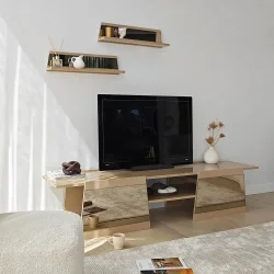 Queen Güzgülü Tv Stend 180cm - Krem/Bronz Güzgü - 2