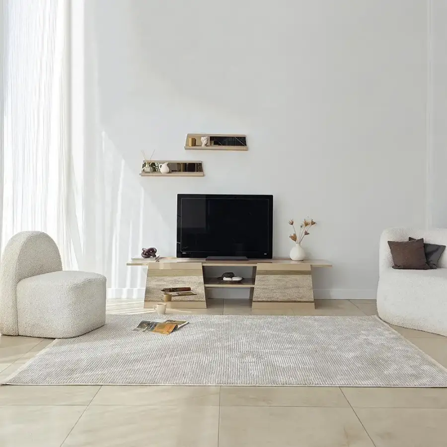 Queen Güzgülü Tv Stend 180cm - Krem/Bronz Güzgü - 3