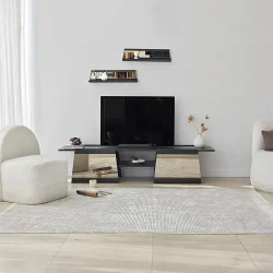 Queen Güzgülü Tv Stend 180cm - Qara/Bronz Güzgü - 3