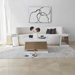 Queen Jurnal Masa Dəsti - Ağ/Bronz Güzgü - Neohome (1)