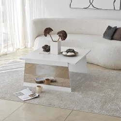 Queen Jurnal Masası - Ağ/Bronz Güzgü 