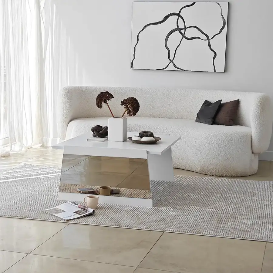 Queen Jurnal Masası - Ağ/Bronz Güzgü - 3