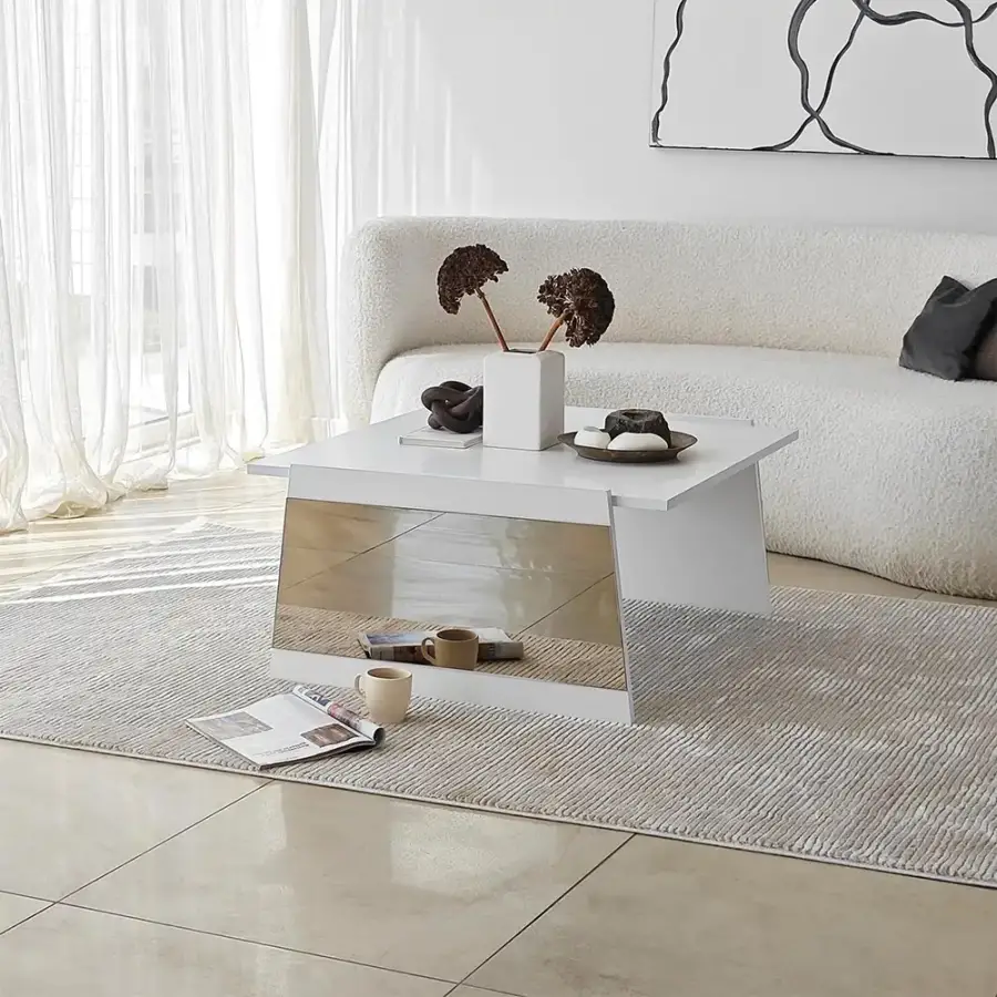 Queen Jurnal Masası - Ağ/Bronz Güzgü - 4