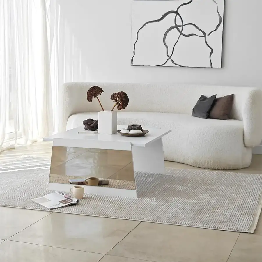 Queen Jurnal Masası - Ağ/Bronz Güzgü - 5