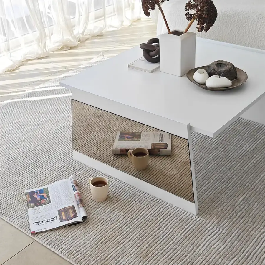 Queen Jurnal Masası - Ağ/Bronz Güzgü - 6