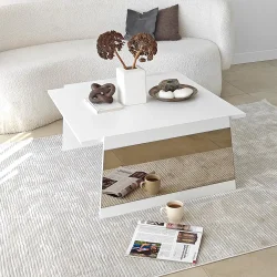 Queen Jurnal Masası - Ağ/Bronz Güzgü - 10