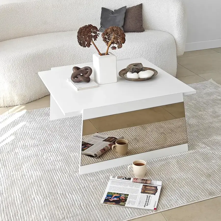 Queen Jurnal Masası - Ağ/Bronz Güzgü - 10