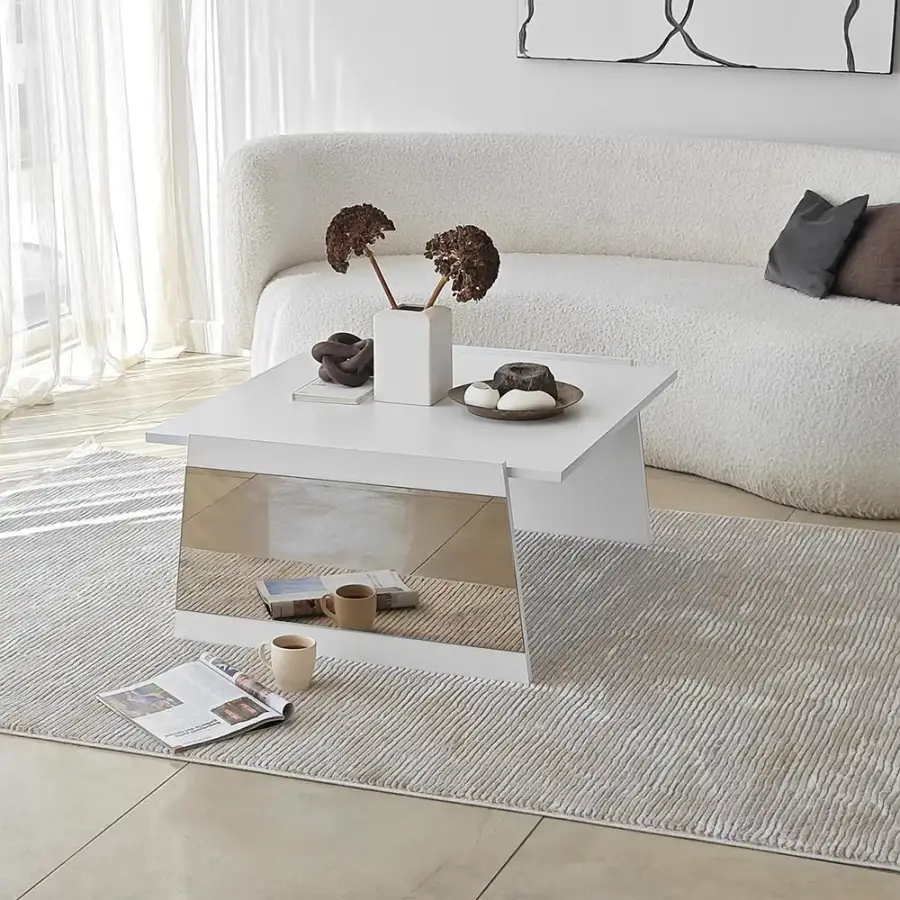 Queen Jurnal Masası - Ağ/Bronz Güzgü - 11