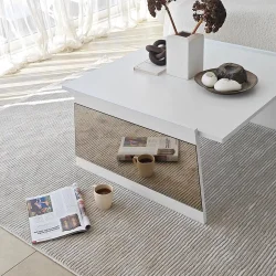 Queen Jurnal Masası - Ağ/Bronz Güzgü - 15