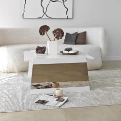 Queen Jurnal Masası - Ağ/Bronz Güzgü - 16