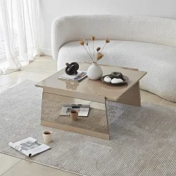 Queen Jurnal Masası - Krem/Bronz Güzgü - 1