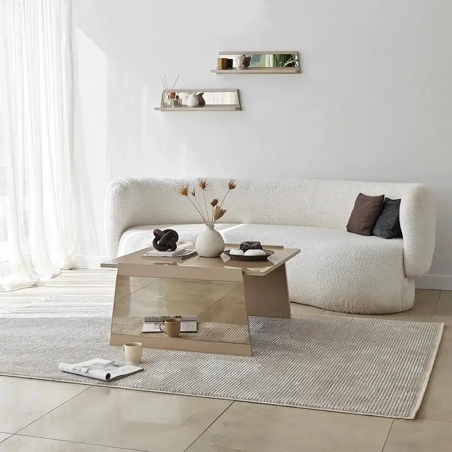 Queen Jurnal Masası - Krem/Bronz Güzgü - 6