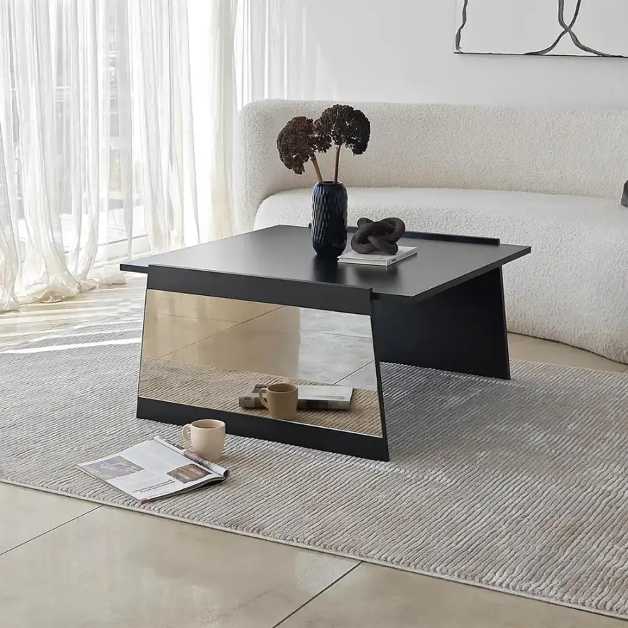 Queen Jurnal Masası - Qara/Bronz Güzgü - 1