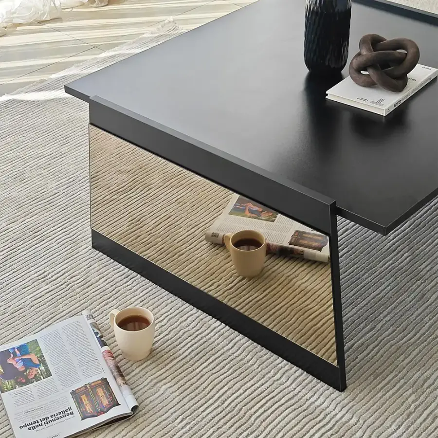 Queen Jurnal Masası - Qara/Bronz Güzgü - 2