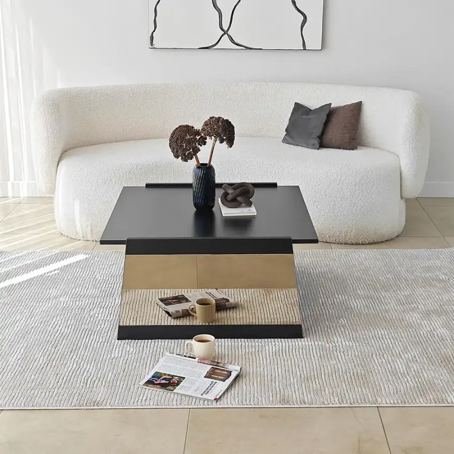 Queen Jurnal Masası - Qara/Bronz Güzgü - 3