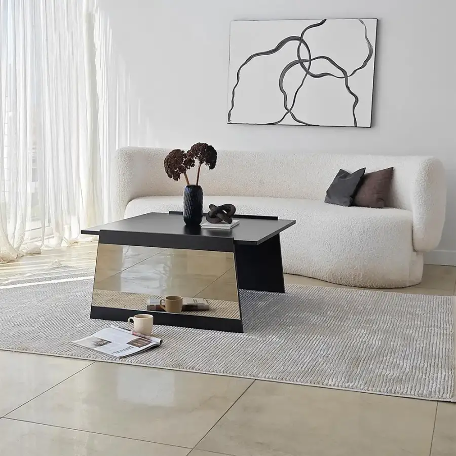 Queen Jurnal Masası - Qara/Bronz Güzgü - 6