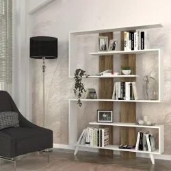 Rain Kitab Rəfi - Ağ/Cəviz - Decoroom Collection (1)