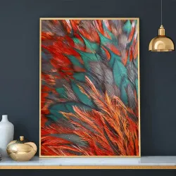 Red Blue Feather Kətan Tablo TB1199 - 1