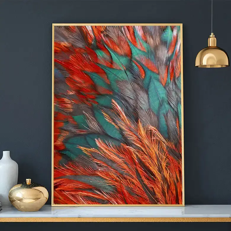 Red Blue Feather Kətan Tablo TB1199 - 1