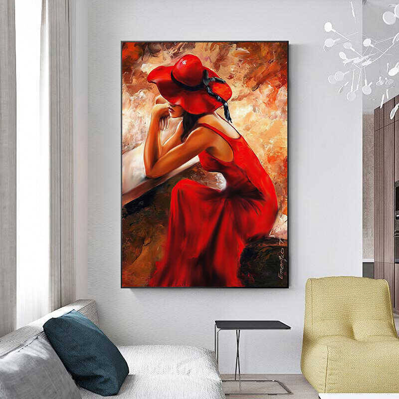 Red Woman Art Kətan Tablo - 1