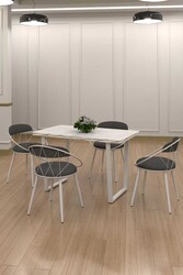 Relax Mdf Masa Stol Stul Dəsti Beyaz - Antrasit - Eviana