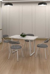 Relax Mdf Masa Stol Stul Dəsti Beyaz - Gri - Eviana