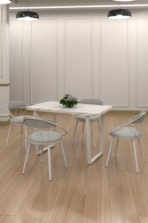 Relax Mdf Masa Stol Stul Dəsti Beyaz - Kaz Beyaz - Eviana