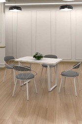 Relax Mdf Masa Stol Stul Dəsti Beyaz - Kaz Siyah - Eviana