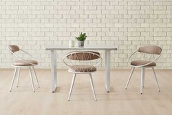 Relax Mdf Masa Stol Stul Dəsti Beyaz - Eviana (1)