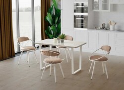 Relax Mdf Masa Stol Stul Dəsti Beyaz - Eviana