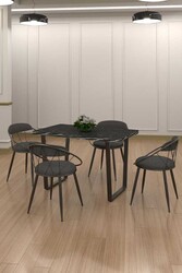 Relax Mdf Masa Stol Stul Dəsti Siyah - Antrasit - Eviana