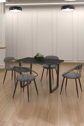 Relax Mdf Masa Stol Stul Dəsti Siyah - Kaz Siyah - Eviana