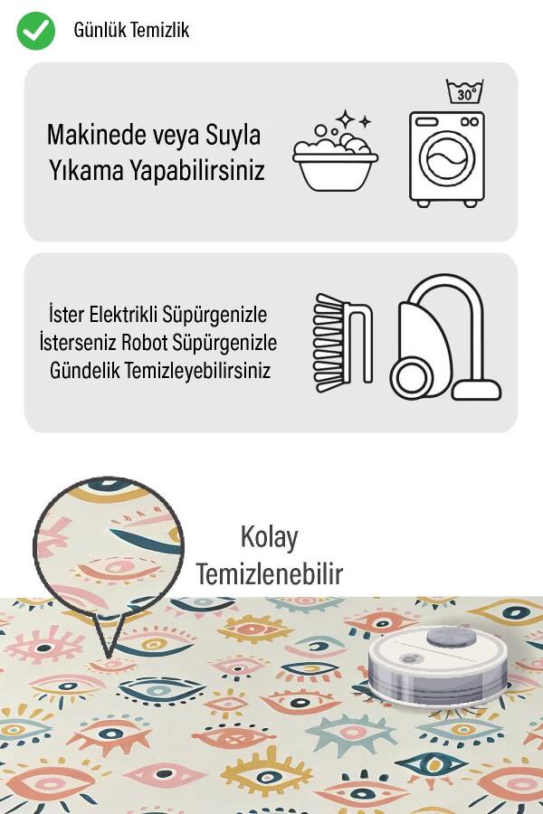 Renkli Göz Desen Dijital Baskılı Zenit Kilim - 2
