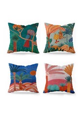 Renkli Jungle Dörtlü Yastıq Üzü823 - Markaev