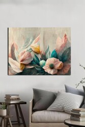 Renkli Soyut Çiçekler Kanvas Tablo - Markaev