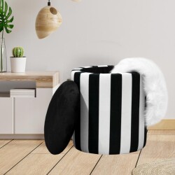 Rennes Sandıqlı Pufik - Ağ/Qara - Zemhome