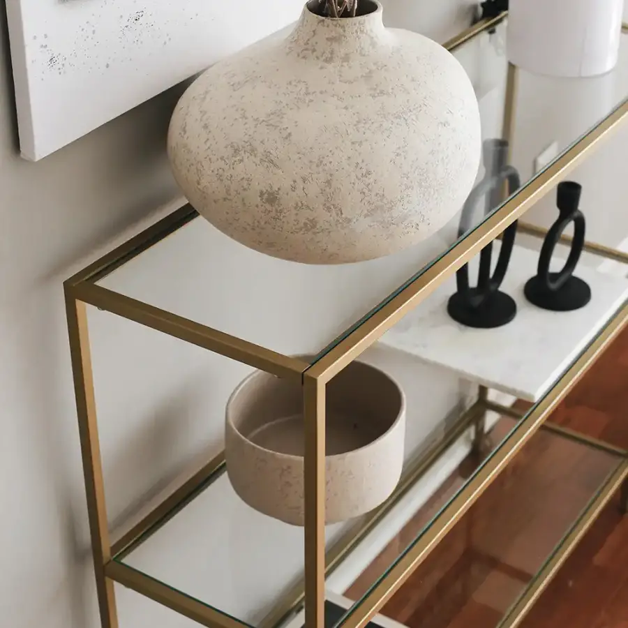 Reva Dresuar Temperli Şəffaf Şüşə - Gold - 3