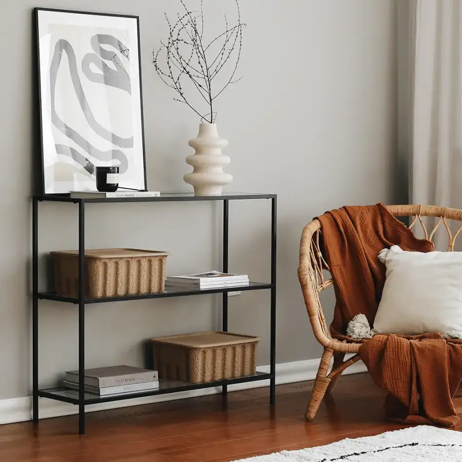 Reva Dresuar Temperli Şəffaf Şüşə - Qara - 1