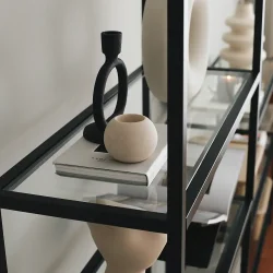 Reva Kitab Rəfi Temperli Şəffaf Şüşə - Qara - 5