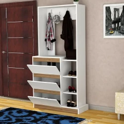 Reyna Dəhliz Dolabı - Ağ/Cəviz - Modev (1)