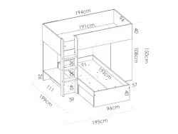 Ricardo İki Mərtəbəli Çarpayı + 2 Ədəd Döşək/Matras Hədiyyə - Ağ/Meşe - Modev (1)