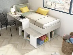 Rigali Bir Nəfərlik Çarpayı + Çalışma Masası - Ağ/Meşə - Modev (1)