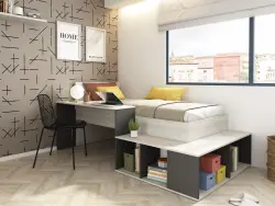 Rigali Bir Nəfərlik Çarpayı + Çalışma Masası - Antarist/Meşə - 2